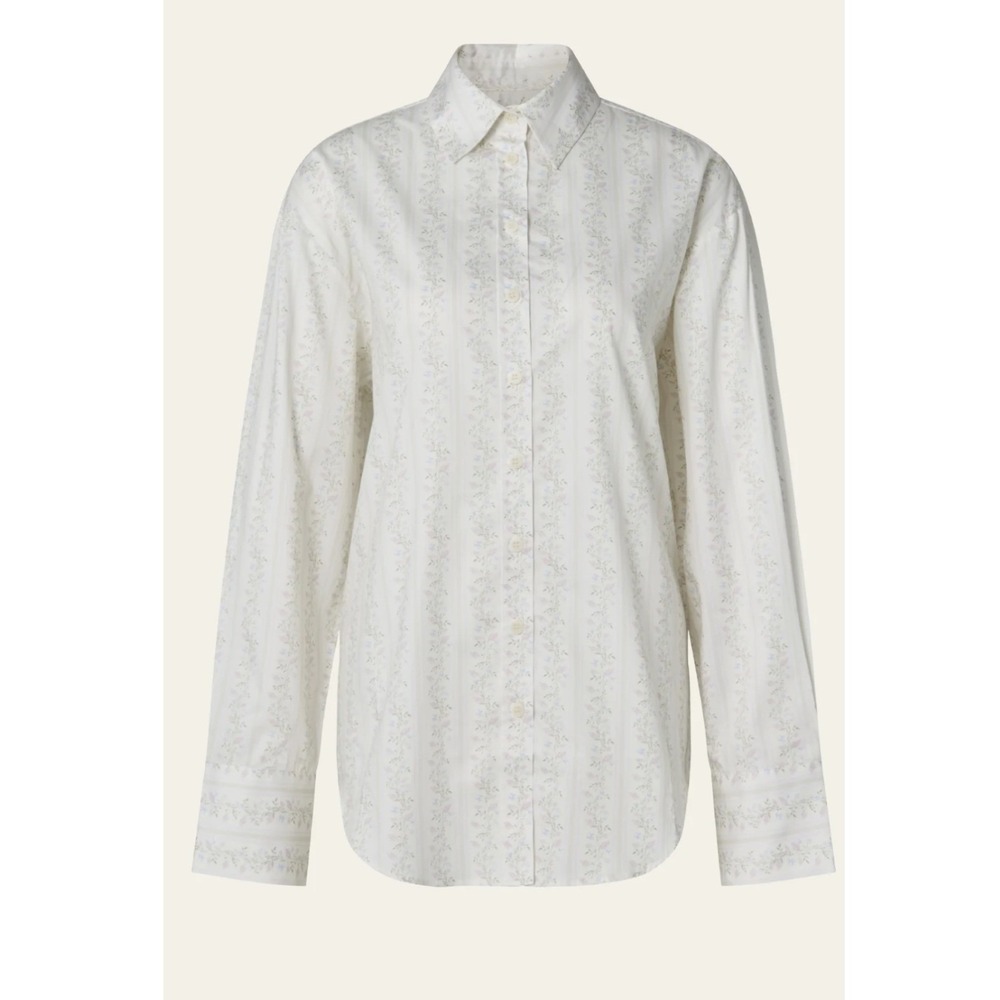Djerf Avenue Poplin Classic Shirt Lilac Dreams Floral 100% Organic Cotton XS NEW